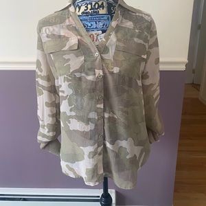 New York and Company Sheer camo top .